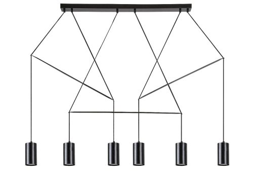 Rábalux 72018 ASLAUG beltéri függeszték matt fekete színben, 6db GU10 foglalattal, IP20 védettséggel ( Rábalux 72018 )