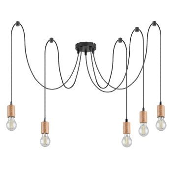   Rábalux 72075 DOLLIEN beltéri függeszték matt fekete színben, 5db E27 foglalattal, IP20 védettséggel ( Rábalux 72075 )