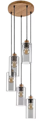 Rábalux 72125 TANNO beltéri függeszték tölgy színben, 5db E27 foglalattal, IP20 védettséggel ( Rábalux 72125 )