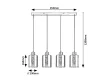 Rabalux Perez 72247 függeszték, matt fekete, 4x E27 (max 40 W) foglalat, IP20