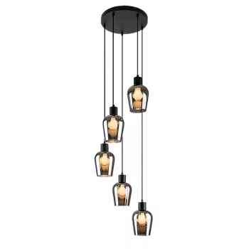 Rabalux Florian 72272 függeszték, matt fekete, 5x E27 (max 40 W) foglalat, IP20