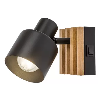 Rabalux Noxelle 73420 spotlámpa, matt fekete/ tölgy, 1x E14 (max 10 W) foglalat, IP20