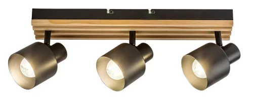 Rabalux Noxelle 73422 spotlámpa, matt fekete/ tölgy, 3x E14 (max 10 W) foglalat, IP20