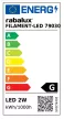Rabalux Filament-LED 79030 LED izzó, átlátszó, E14 foglalat, 2 W, 140 lm, 4000 K, IP20