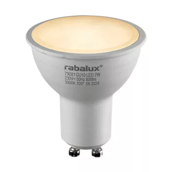 Rabalux SMD-LED 79081 LED izzó, fehér, GU10 foglalat, 7 W, 800 lm, 3000 K, IP20
