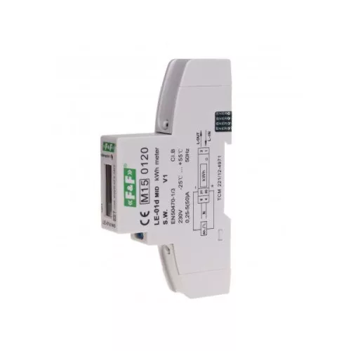 F&F LE-01D elektronikus MID hitelesített egyfázisú fogyasztásmérő DIN sínre, 5-45A, LCD kijelző, digitális, IP20 ( LE-01D MID )