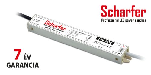 SCHARFER SCH-45-12 LED tápegység 1 fázisú, 45W, 12V DC kimenettel, 3,33A, 170...250 V AC, 50/60 Hz