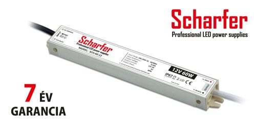 SCHARFER SCH-60-12 LED tápegység 1 fázisú, 60W, 12V DC kimenettel, 5A, 180...264 V AC, 50/60 Hz