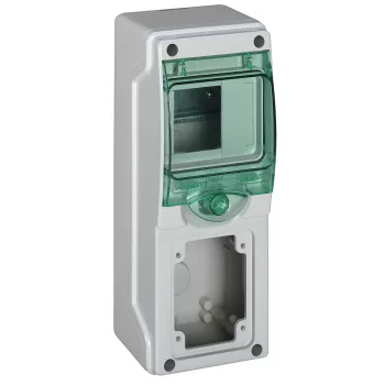 Schneider Mureva Kaedra 13175 mini elosztó, átlátszó ajtó, falon kívüli, 1x4 modul+1 nyílás, IP65