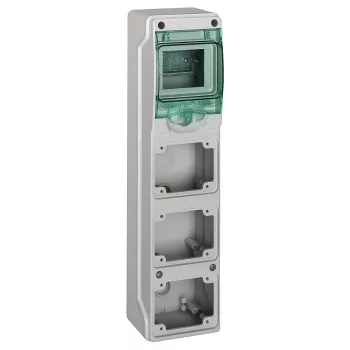 Schneider Mureva Kaedra 13177 mini elosztó, átlátszó ajtó, falon kívüli, 1x4 modul+3 nyílás, IP65