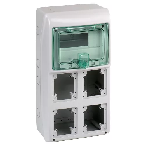 Schneider Mureva Kaedra 13179 kiselosztó, átlátszó ajtó, falon kívüli, 1x8 modul+4 nyílás, IP65