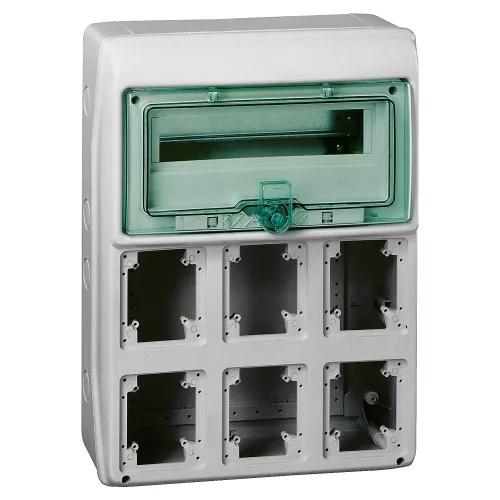 Schneider Mureva Kaedra 13181 kiselosztó, átlátszó ajtó, falon kívüli, 1x12 modul+6 nyílás, IP65