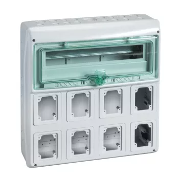 Schneider Mureva Kaedra 13182 kiselosztó, átlátszó ajtó, falon kívüli, 1x18 modul+8 nyílás, IP65