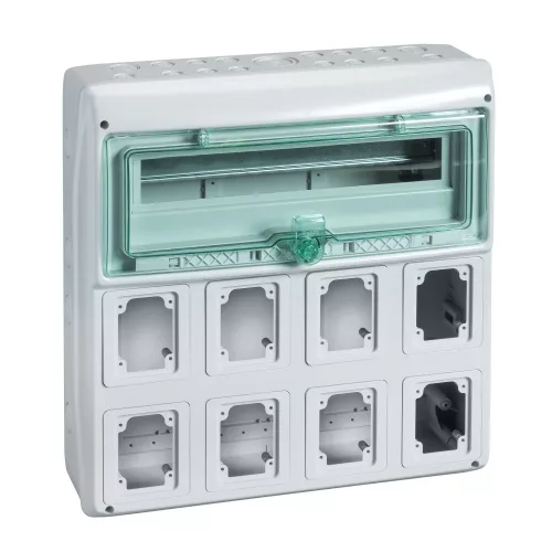 Schneider Mureva Kaedra 13182 kiselosztó, átlátszó ajtó, falon kívüli, 1x18 modul+8 nyílás, IP65