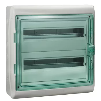 Schneider Mureva Kaedra 13434 kiselosztó, átlátszó ajtó, falon kívüli, 2x18 modul, IP65