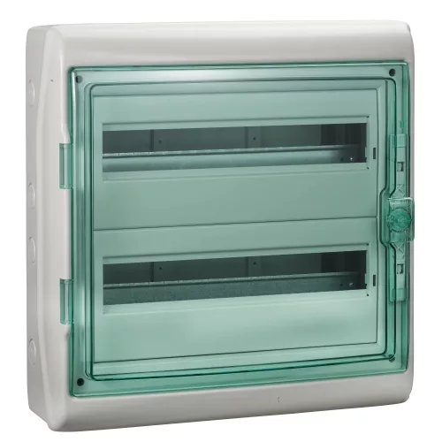 Schneider Mureva Kaedra 13434 kiselosztó, átlátszó ajtó, falon kívüli, 2x18 modul, IP65