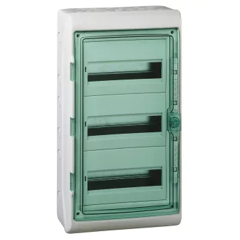 Schneider Mureva Kaedra 13435 kiselosztó, átlátszó ajtó, falon kívüli, 3x12 modul, IP65