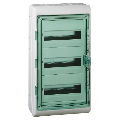 Schneider Mureva Kaedra 13435 kiselosztó, átlátszó ajtó, falon kívüli, 3x12 modul, IP65