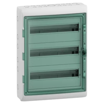 Schneider Mureva Kaedra 13436 kiselosztó, átlátszó ajtó, falon kívüli, 3x18 modul, IP65