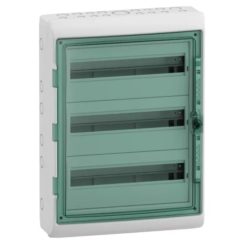 Schneider Mureva Kaedra 13436 kiselosztó, átlátszó ajtó, falon kívüli, 3x18 modul, IP65