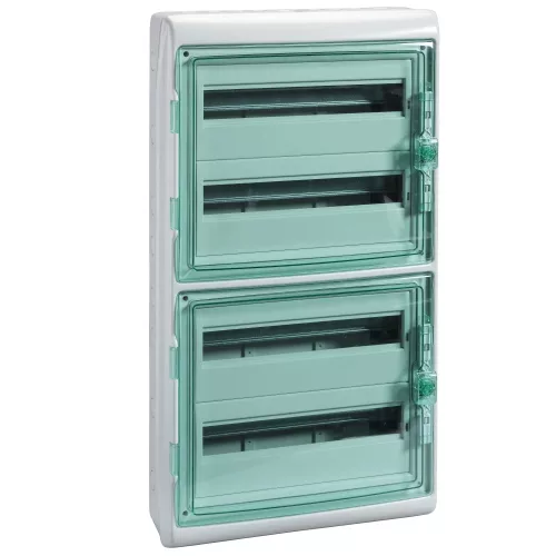 Schneider Mureva Kaedra 13437 kiselosztó, átlátszó ajtó, falon kívüli, 4x18 modul, IP65