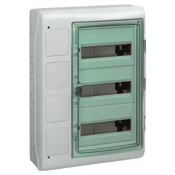 Schneider Mureva Kaedra 13440 illesztődobozos kiselosztó, átlátszó ajtó, falon kívüli, 3x12 modul+4 nyílás, IP65