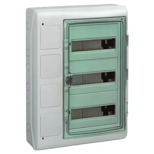 Schneider Mureva Kaedra 13440 illesztődobozos kiselosztó, átlátszó ajtó, falon kívüli, 3x12 modul+4 nyílás, IP65
