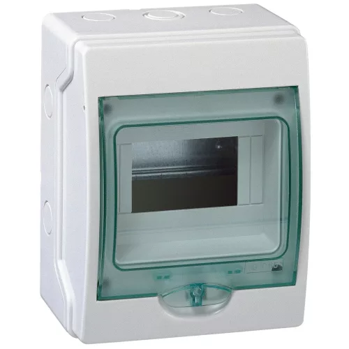 Schneider Mureva Kaedra 13442 mini elosztó, átlátszó ajtó, falon kívüli, 1x6 modul, IP65