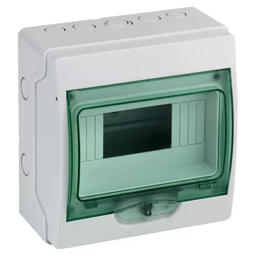 Schneider Mureva Kaedra 13443 mini elosztó, átlátszó ajtó, falon kívüli, 1x8 modul, IP65