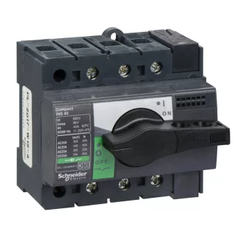   Schneider Electric, 28900, szakaszolókapcsoló 3P 40A 500V AC 50/60 Hz, fekete rotációs hajtással, Interpact INS40 (Schneider 28900)