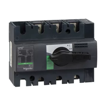   Schneider Electric, 28908, szakaszolókapcsoló 3P 100A 690V AC 50/60 Hz, fekete rotációs hajtással, Interpact INS100 (Schneider 28908)