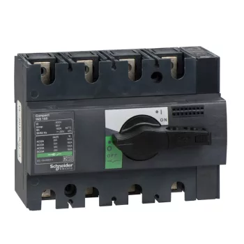   Schneider Electric, 28913, szakaszolókapcsoló 4P 160A 690V AC 50/60 Hz, fekete rotációs hajtással, Interpact INS160 (Schneider 28913)