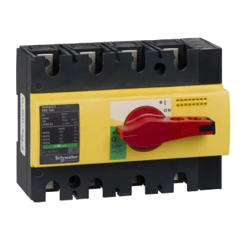   Schneider Electric, 28925, szakaszolókapcsoló 4P 100A 690V AC 50/60 Hz, piros rotációs hajtással, Interpact INS100 (Schneider 28925)