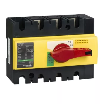   Schneider Electric, 28926, szakaszolókapcsoló 3P 125A 690V AC 50/60 Hz, piros rotációs hajtással, Interpact INS125 (Schneider 28926)