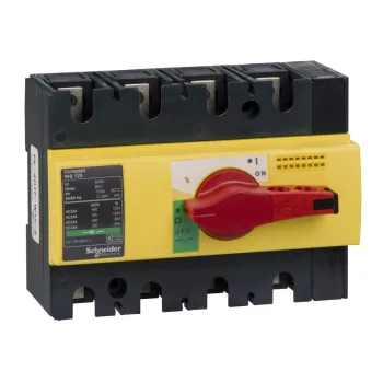   Schneider Electric, 28927, szakaszolókapcsoló 4P 125A 690V AC 50/60 Hz, piros rotációs hajtással, Interpact INS125 (Schneider 28927)