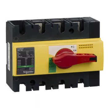   Schneider Electric, 28928, szakaszolókapcsoló 3P 160A 690V AC 50/60 Hz, piros rotációs hajtással, Interpact INS160 (Schneider 28928)