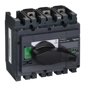   Schneider Electric, 31100, szakaszolókapcsoló 3P 100A 690V AC 50/60 Hz, fekete rotációs hajtással, Interpact INS250-100 (Schneider 31100)