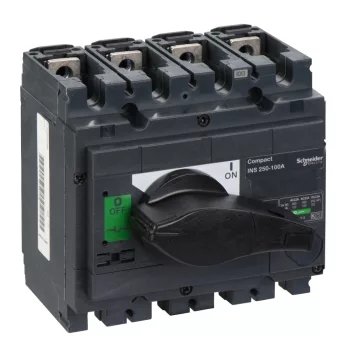   Schneider Electric, 31101, szakaszolókapcsoló 4P 100A 690V AC 50/60 Hz, fekete rotációs hajtással, Interpact INS250-100 (Schneider 31101)