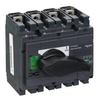   Schneider Electric, 31103, szakaszolókapcsoló 4P 200A 690V AC 50/60 Hz, fekete rotációs hajtással, Interpact INS250-200 (Schneider 31103)