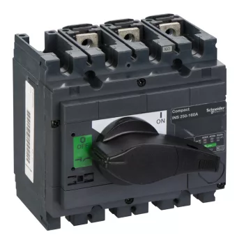   Schneider Electric, 31104, szakaszolókapcsoló 3P 160A 690V AC 50/60 Hz, fekete rotációs hajtással, Interpact INS250-160 (Schneider 31104)