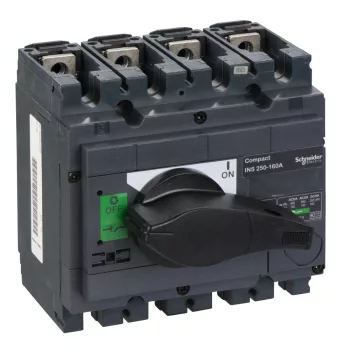   Schneider Electric, 31105, szakaszolókapcsoló 4P 160A 690V AC 50/60 Hz, fekete rotációs hajtással, Interpact INS250-160 (Schneider 31105)