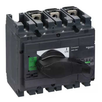   Schneider Electric, 31106, szakaszolókapcsoló 3P 250A 690V AC 50/60 Hz, fekete rotációs hajtással, Interpact INS250 (Schneider 31106)
