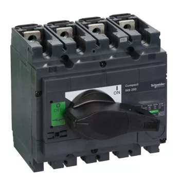   Schneider Electric, 31107, szakaszolókapcsoló 4P 250A 690V AC 50/60 Hz, fekete rotációs hajtással, Interpact INS250 (Schneider 31107)