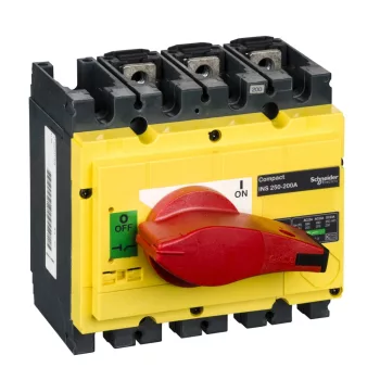   Schneider Electric, 31122, szakaszolókapcsoló 3P 200A 690V AC 50/60 Hz, piros rotációs hajtással, Interpact INS250-200 (Schneider 31122)