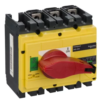   Schneider Electric, 31126, szakaszolókapcsoló 3P 250A 690V AC 50/60 Hz, piros rotációs hajtással, Interpact INS250 (Schneider 31126)