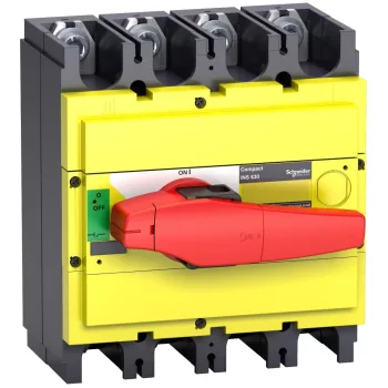   Schneider Electric, 31131, szakaszolókapcsoló 4P 400A 690V AC 50/60 Hz, piros rotációs hajtással, Interpact INS400 (Schneider 31131)