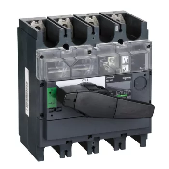   Schneider Electric, 31175, szakaszolókapcsoló 4P 630A 690V AC 50/60 Hz, fekete rotációs hajtással, látható megszakítással, Interpact INV630 (Schneider 31175)