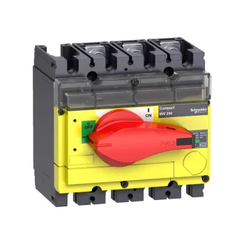  Schneider Electric, 31180, szakaszolókapcsoló 3P 100A 690V AC 50/60 Hz, piros rotációs hajtással, látható megszakítással, Interpact INV100 (Schneider 31180)