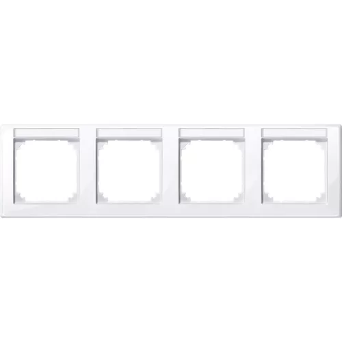 Schneider Electric Merten M-Smart 471425 feliratozható négyes keret aktívfehér, vízszintes elhelyezéssel - System-M