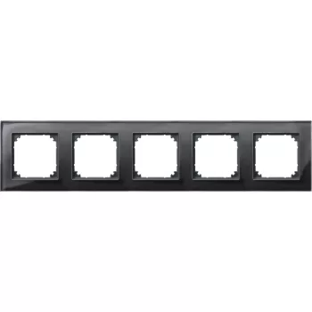   Schneider Electric Merten M-Plan 489503 ötös üvegkeret ónixfekete függőleges és vízszintes elhelyezéssel - System-M